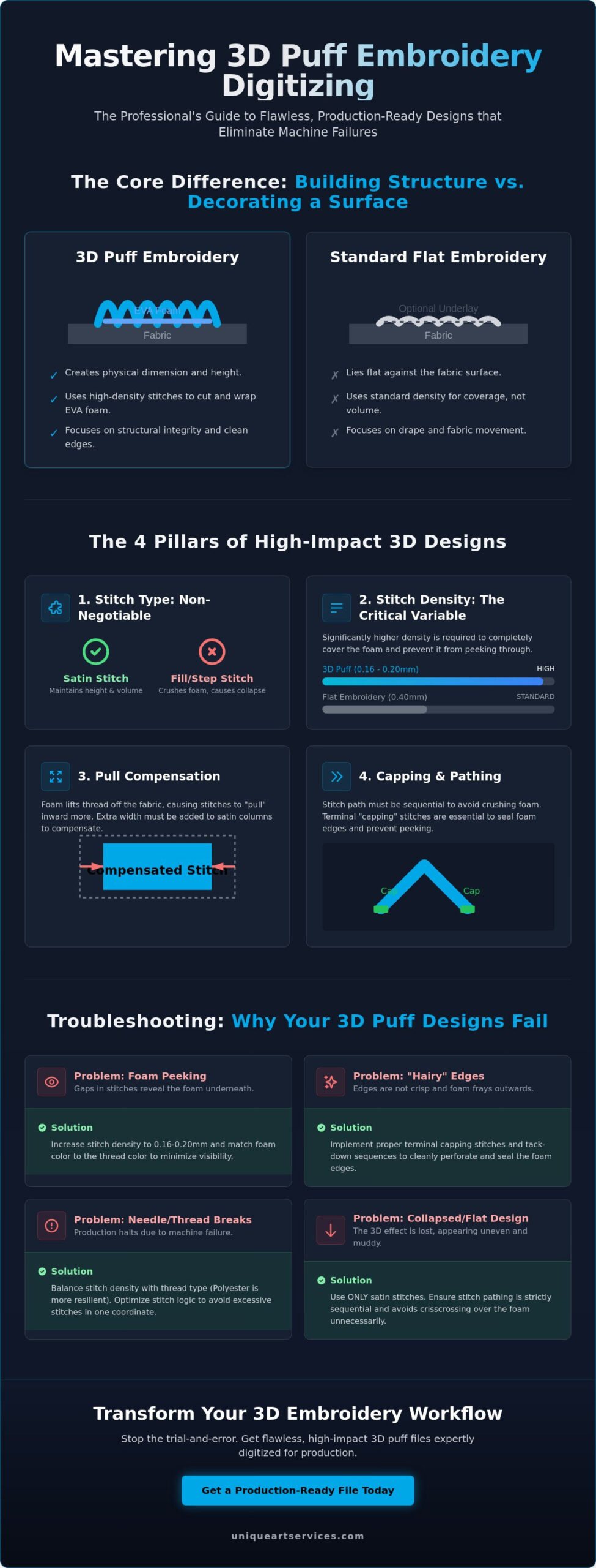 Mastering Digitizing for 3D Puff Embroidery: The Professional Production Guide
